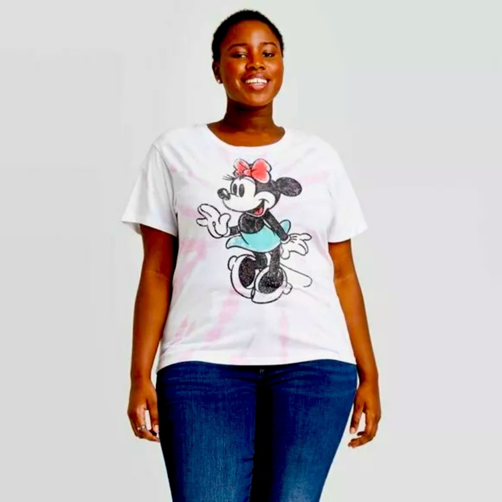 Women's DISNEY Minnie Mouse Short Sleeve T-Shirt Medium White/Purple